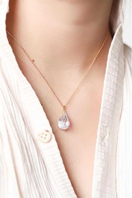 S.Leaf Crystal Necklaces 925 Sterling Silver Necklace 14k Gold Necklace